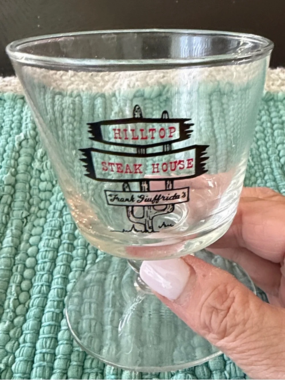 VINTAGE Hilltop Steakhouse Saugus MA 2 Whiskey Cocktail Glasses with Stirrers